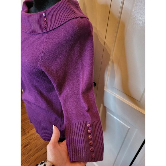 Purple Marilyn Monroe Neckline Collared Sweater M Retro Twee Classic PinUp - Picture 5 of 7